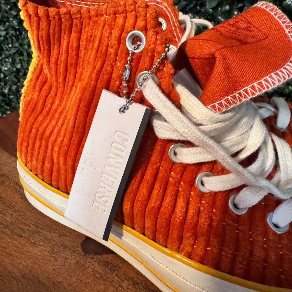 Converse All Star Chuck Corduroy Orange High Tops unisex - women size 8.5 - Picture 4 of 11